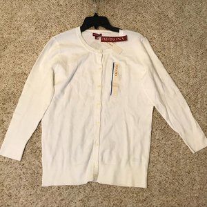 NWT White Large Merona Cardigan long sleeves Crew